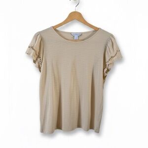 Liz Claiborne Yellow Short Flutter Sleeve Top